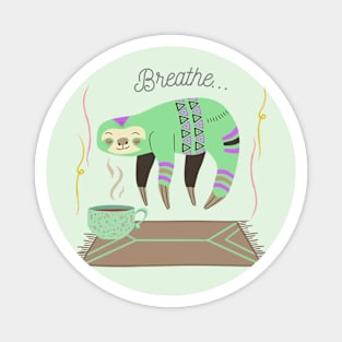 Transcendent Sloth with Coffee - Breathe Magnet